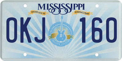 MS license plate OKJ160