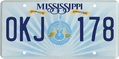 MS license plate OKJ178