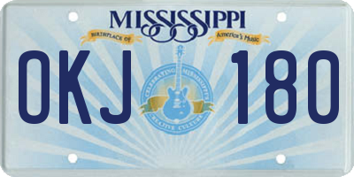 MS license plate OKJ180