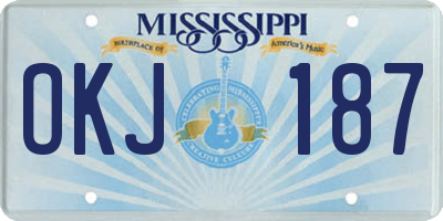 MS license plate OKJ187