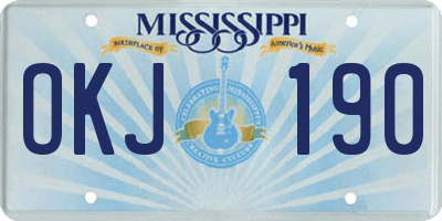 MS license plate OKJ190