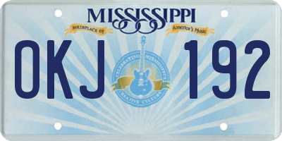 MS license plate OKJ192