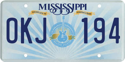 MS license plate OKJ194