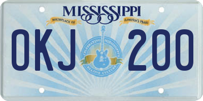 MS license plate OKJ200