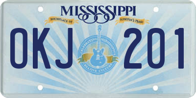MS license plate OKJ201