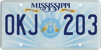 MS license plate OKJ203
