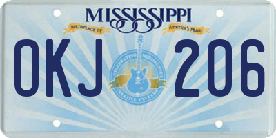 MS license plate OKJ206