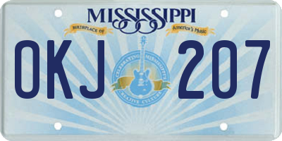 MS license plate OKJ207