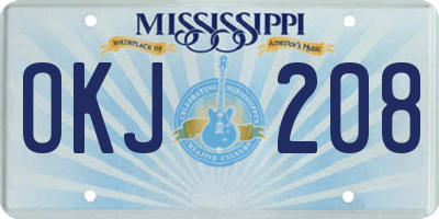 MS license plate OKJ208