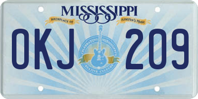 MS license plate OKJ209