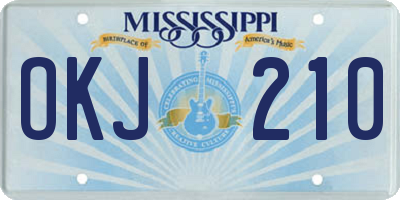 MS license plate OKJ210