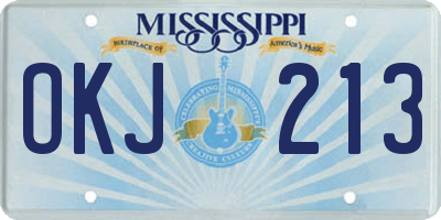 MS license plate OKJ213