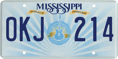 MS license plate OKJ214