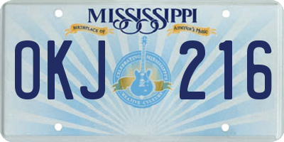 MS license plate OKJ216