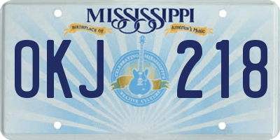 MS license plate OKJ218