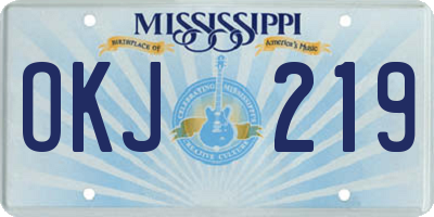 MS license plate OKJ219