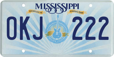 MS license plate OKJ222