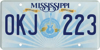 MS license plate OKJ223