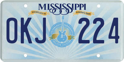 MS license plate OKJ224