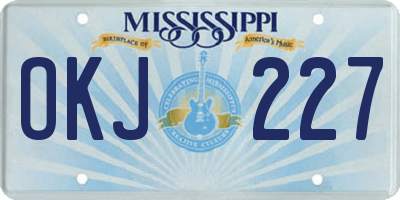 MS license plate OKJ227