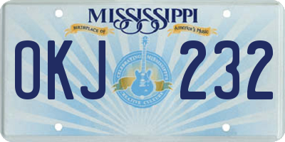 MS license plate OKJ232