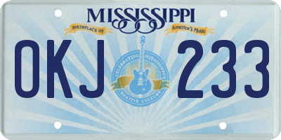 MS license plate OKJ233