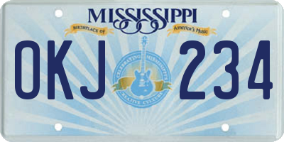 MS license plate OKJ234