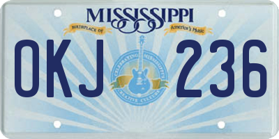 MS license plate OKJ236