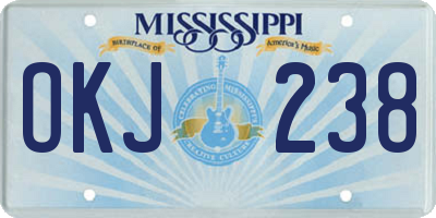 MS license plate OKJ238