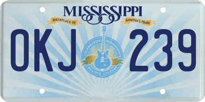 MS license plate OKJ239