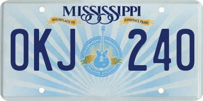 MS license plate OKJ240
