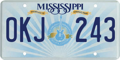 MS license plate OKJ243