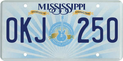 MS license plate OKJ250