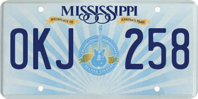 MS license plate OKJ258