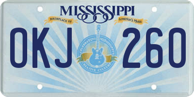 MS license plate OKJ260