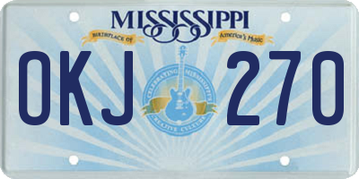 MS license plate OKJ270