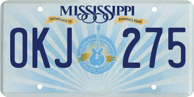 MS license plate OKJ275
