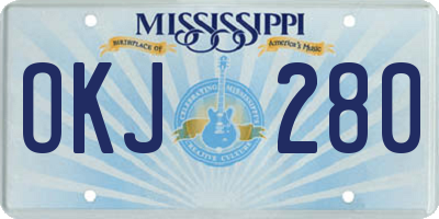 MS license plate OKJ280