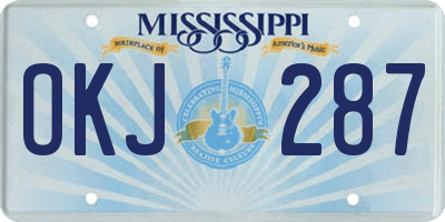 MS license plate OKJ287