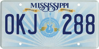 MS license plate OKJ288