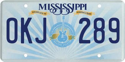 MS license plate OKJ289