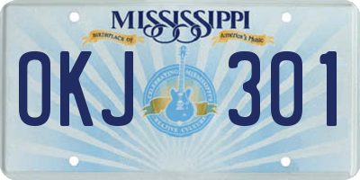 MS license plate OKJ301