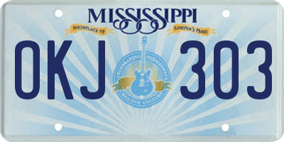 MS license plate OKJ303