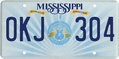 MS license plate OKJ304