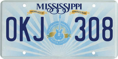 MS license plate OKJ308