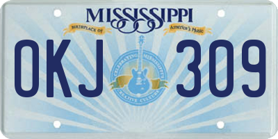 MS license plate OKJ309