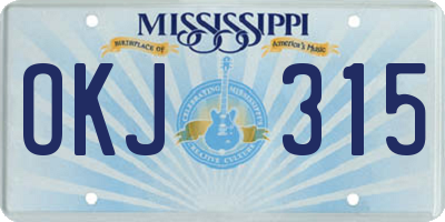 MS license plate OKJ315
