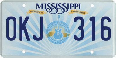 MS license plate OKJ316