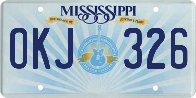 MS license plate OKJ326