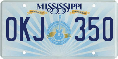 MS license plate OKJ350